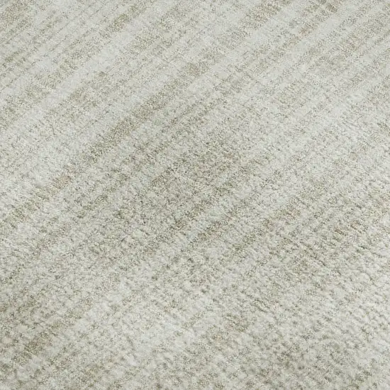 Ivory And Beige Striped Washable Area Rug With UV Protection Photo 3