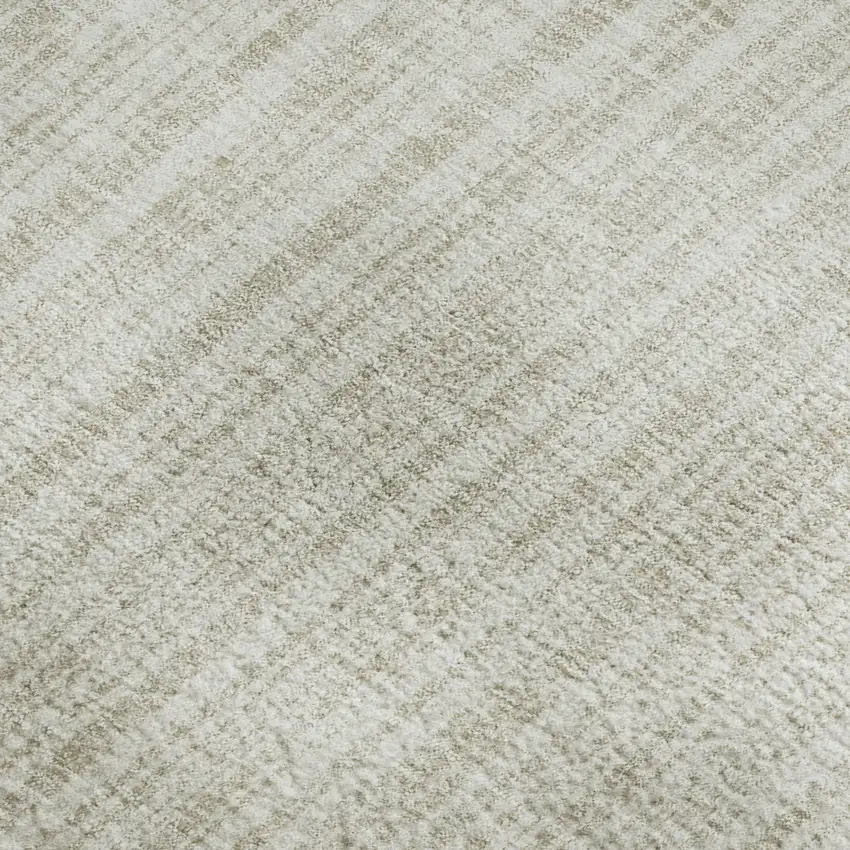 Ivory And Beige Striped Washable Area Rug With UV Protection Photo 3