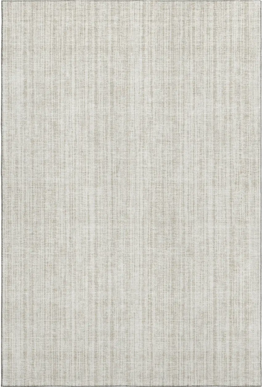 Ivory And Beige Striped Washable Area Rug With UV Protection Photo 6