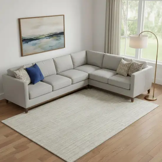 Ivory And Beige Striped Washable Area Rug With UV Protection Photo 1