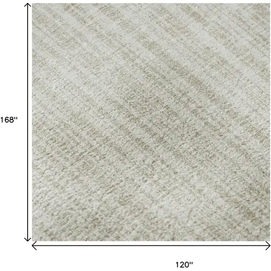 Ivory And Beige Striped Washable Area Rug With UV Protection Photo 9