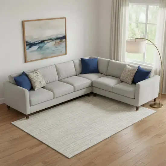 Ivory And Beige Striped Washable Area Rug With UV Protection Photo 1