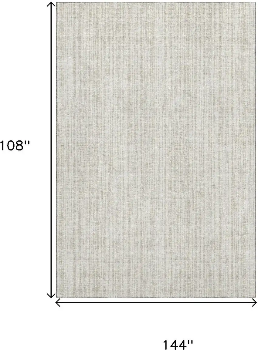 Ivory And Beige Striped Washable Area Rug With UV Protection Photo 3