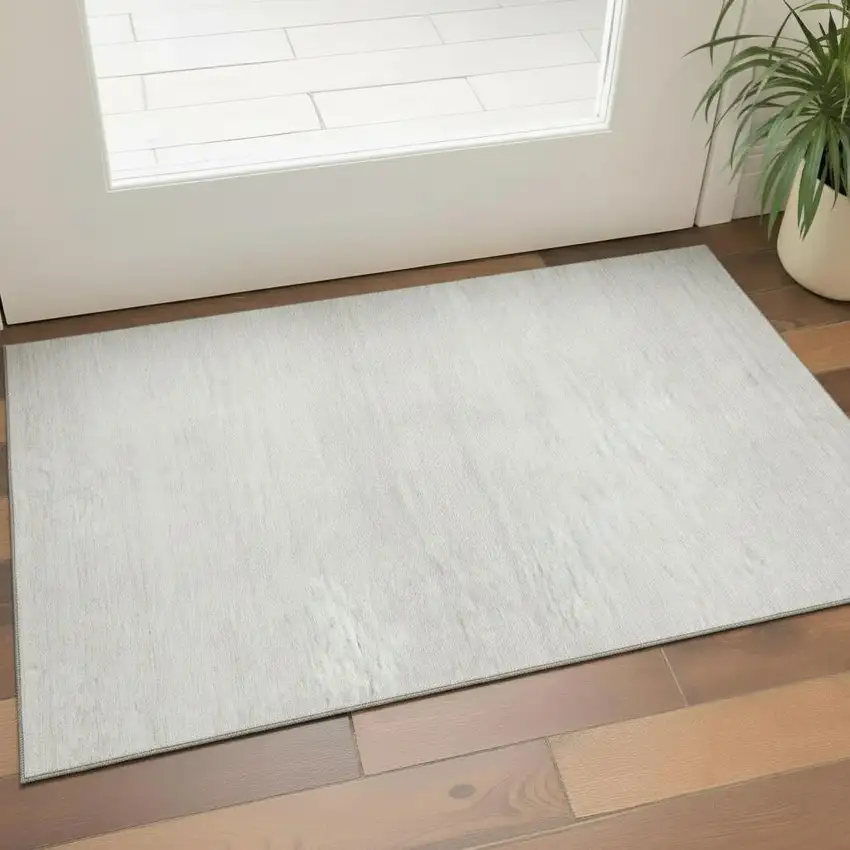 Ivory And Beige Striped Washable Area Rug With UV Protection Photo 1