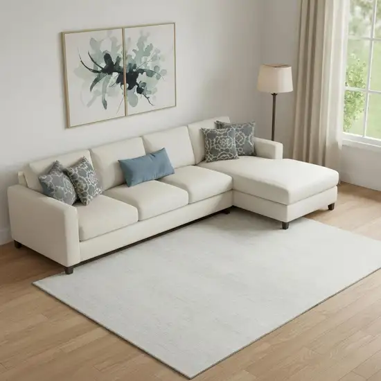 Ivory And Beige Striped Washable Area Rug With UV Protection Photo 1