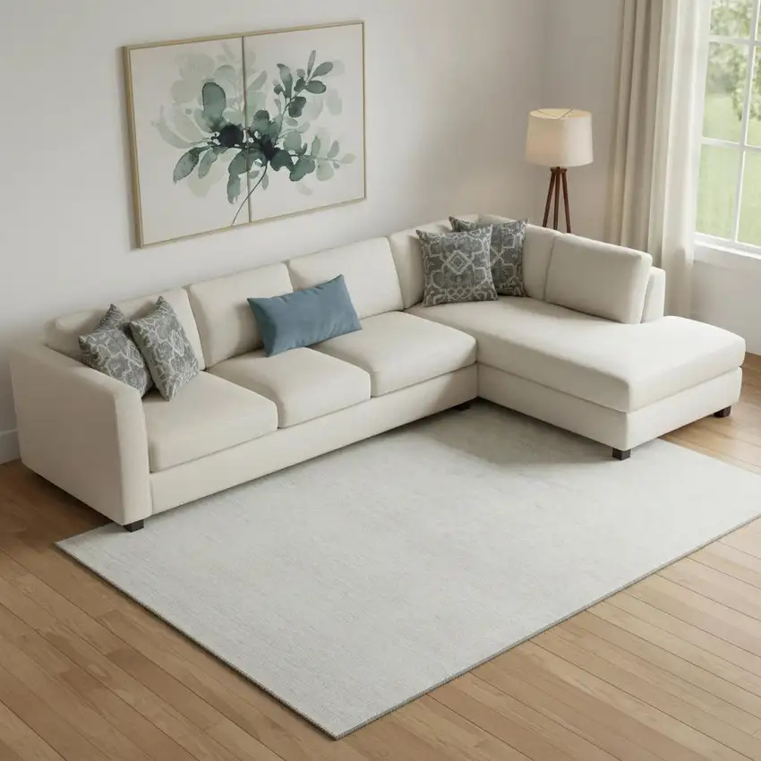 Ivory And Beige Striped Washable Area Rug With UV Protection Photo 1