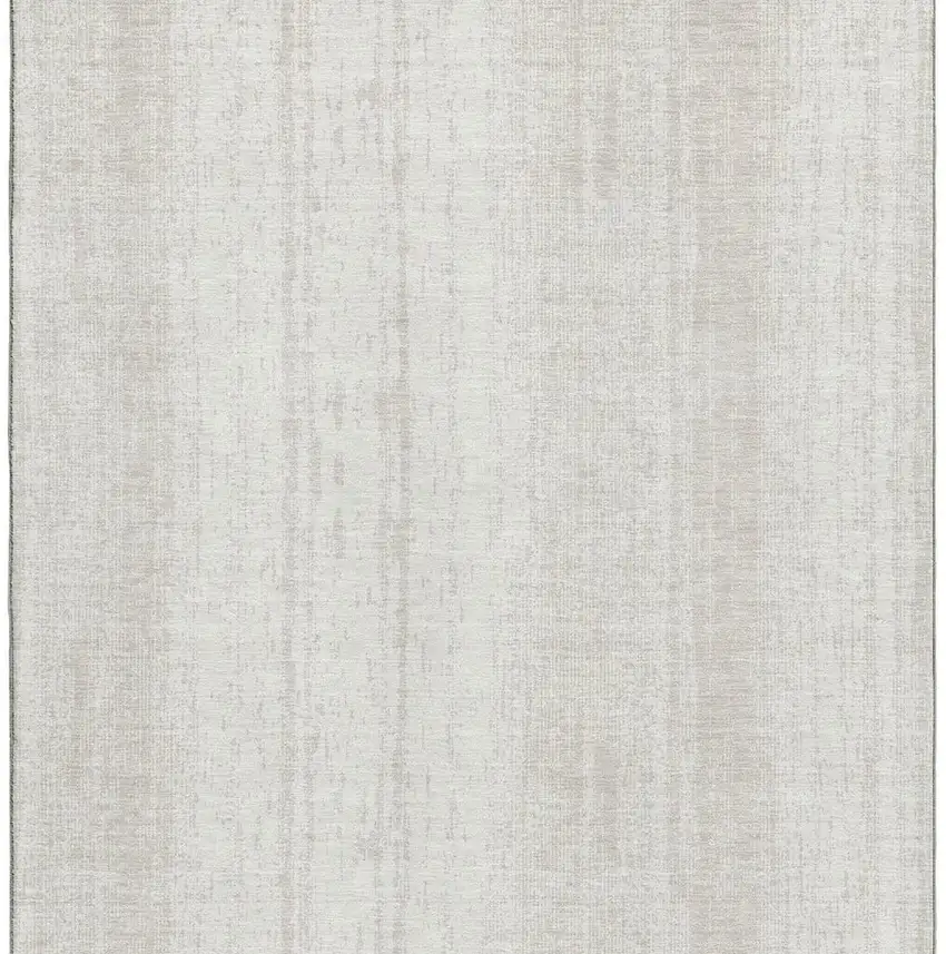 Ivory And Beige Striped Washable Area Rug With UV Protection Photo 5