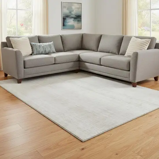 Ivory And Beige Striped Washable Area Rug With UV Protection Photo 1