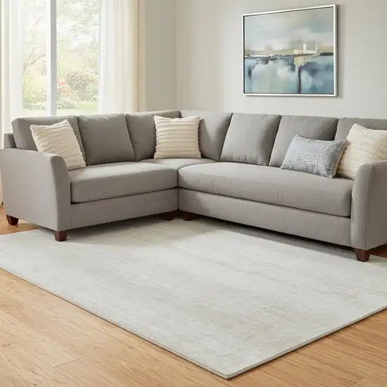 Ivory And Beige Striped Washable Area Rug With UV Protection Photo 1