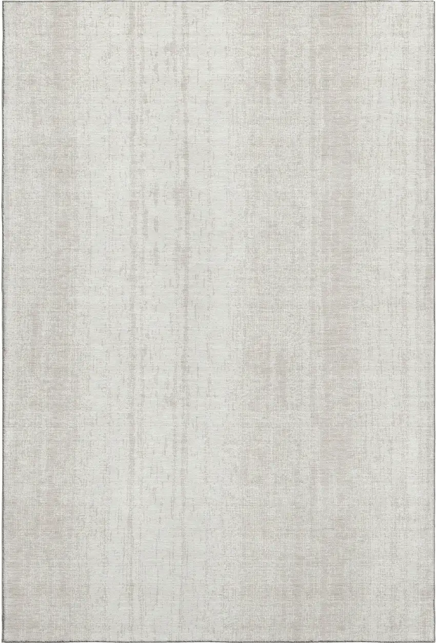Ivory And Beige Striped Washable Area Rug With UV Protection Photo 3