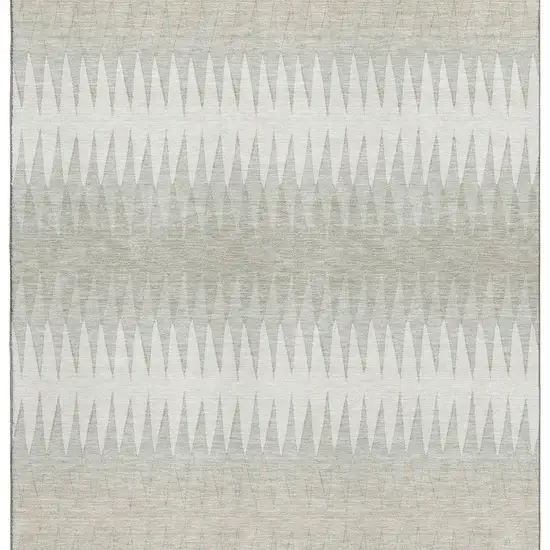 Ivory And Beige Striped Washable Area Rug With UV Protection Photo 4
