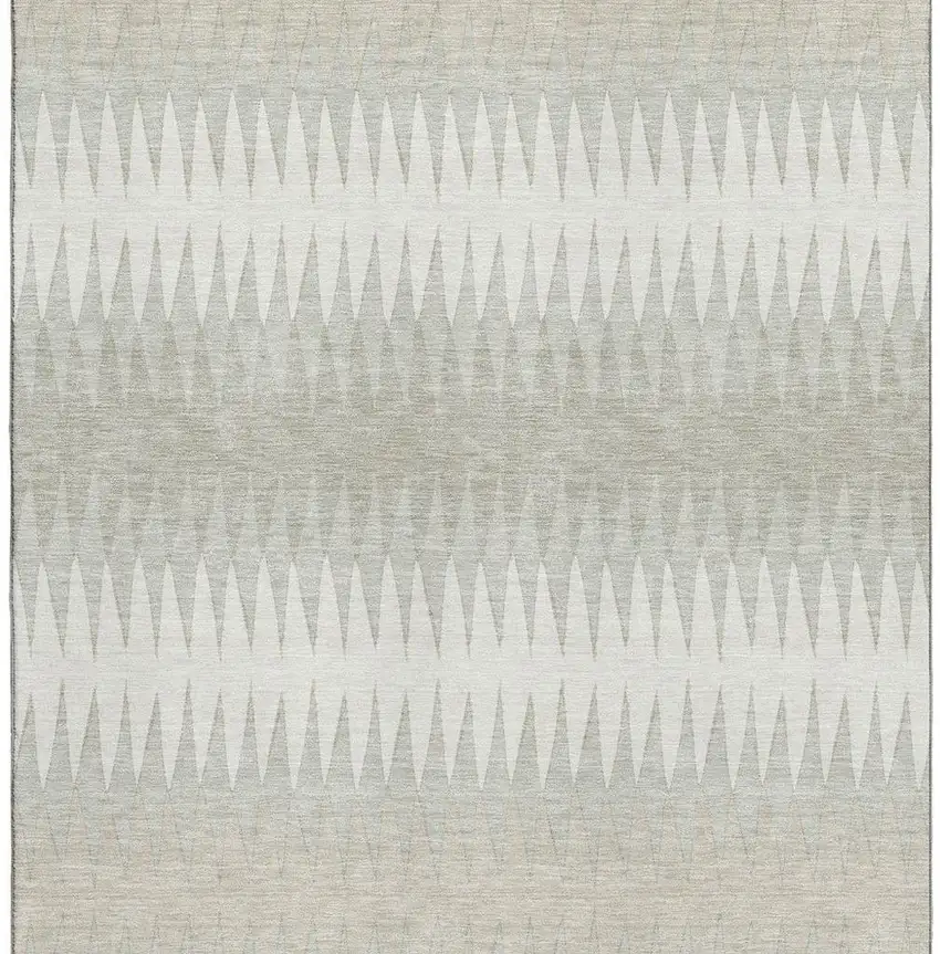 Ivory And Beige Striped Washable Area Rug With UV Protection Photo 4