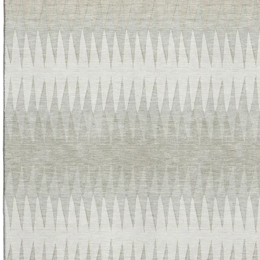 Ivory And Beige Striped Washable Area Rug With UV Protection Photo 5