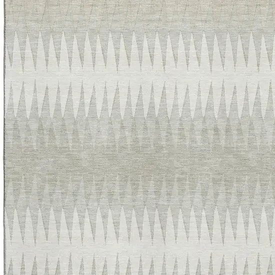 Ivory And Beige Striped Washable Area Rug With UV Protection Photo 5