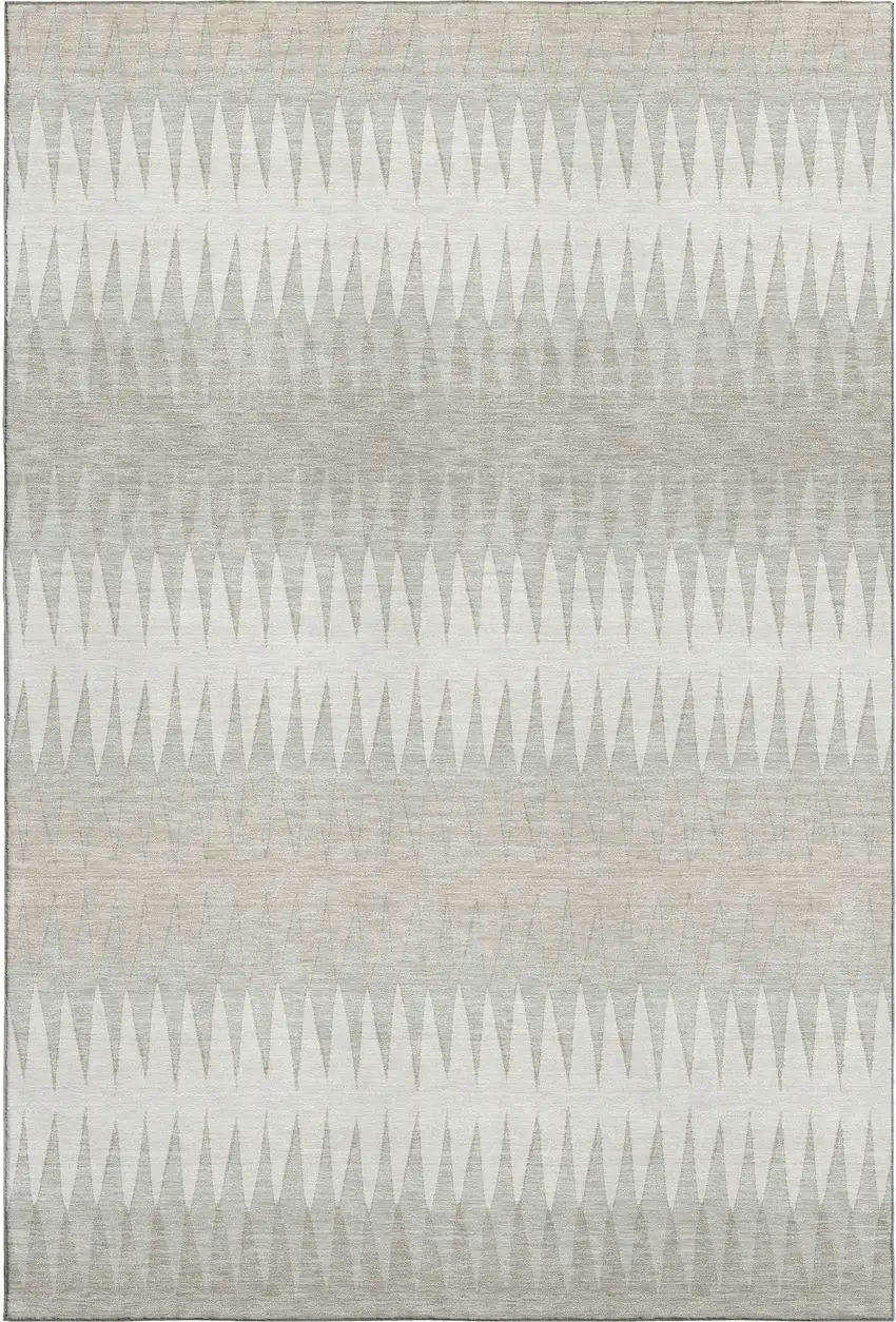 Ivory And Beige Striped Washable Area Rug With UV Protection Photo 7