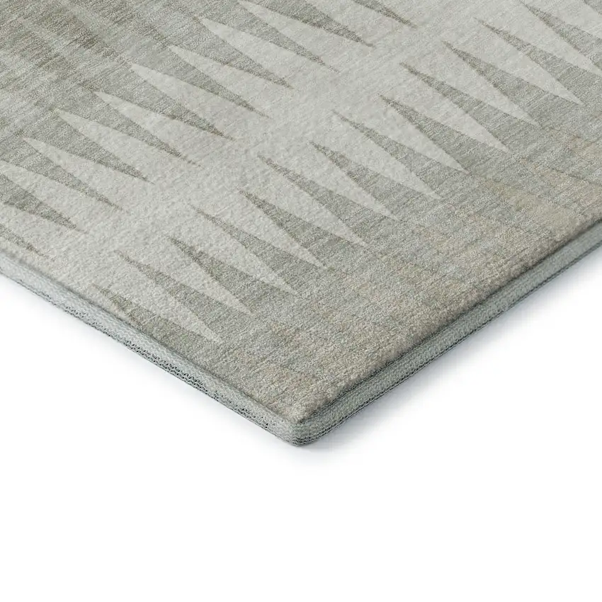 Ivory And Beige Striped Washable Area Rug With UV Protection Photo 8
