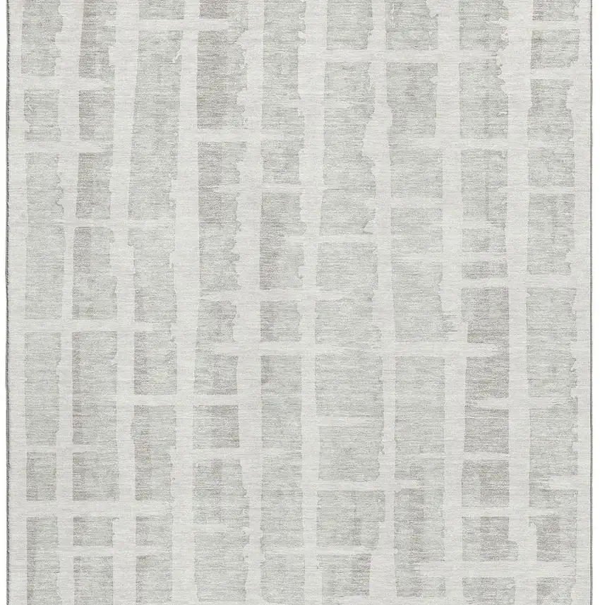 Ivory And Beige Striped Washable Area Rug With UV Protection Photo 4