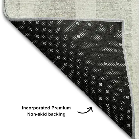 Ivory And Beige Striped Washable Area Rug With UV Protection Photo 7