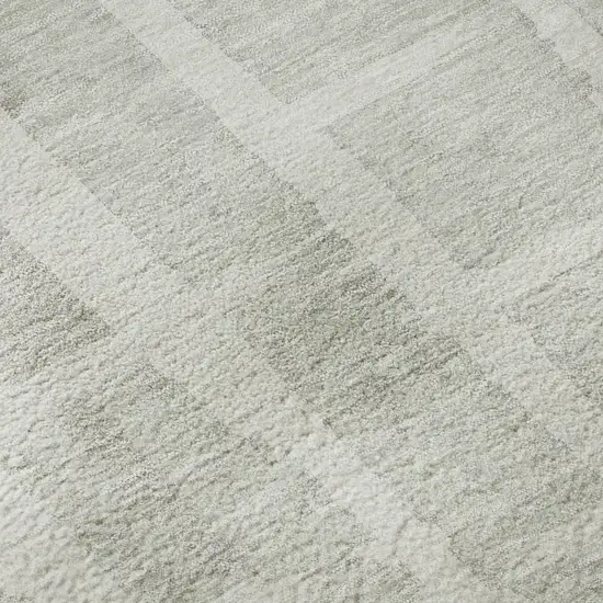 Ivory And Beige Striped Washable Area Rug With UV Protection Photo 8