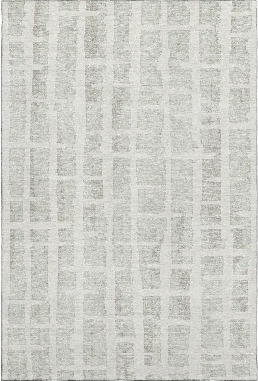 Ivory And Beige Striped Washable Area Rug With UV Protection Photo 1