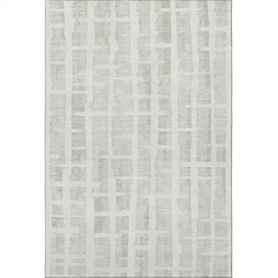 Ivory And Beige Striped Washable Area Rug With UV Protection Photo 4