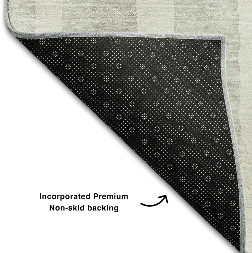 Ivory And Beige Striped Washable Area Rug With UV Protection Photo 7