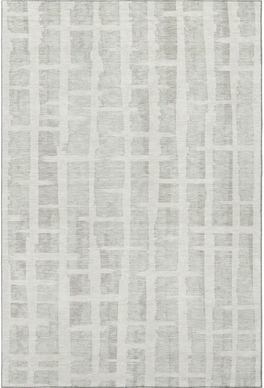 Ivory And Beige Striped Washable Area Rug With UV Protection Photo 4