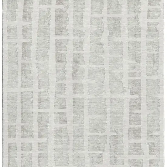 Ivory And Beige Striped Washable Area Rug With UV Protection Photo 3