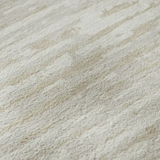 Ivory And Beige Striped Washable Area Rug With UV Protection Photo 1