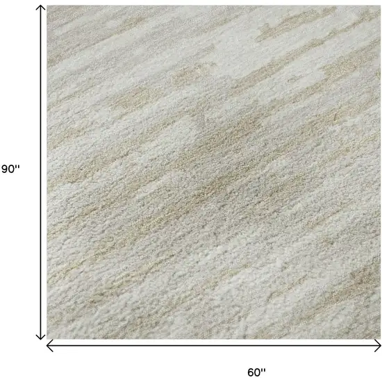 Ivory And Beige Striped Washable Area Rug With UV Protection Photo 9