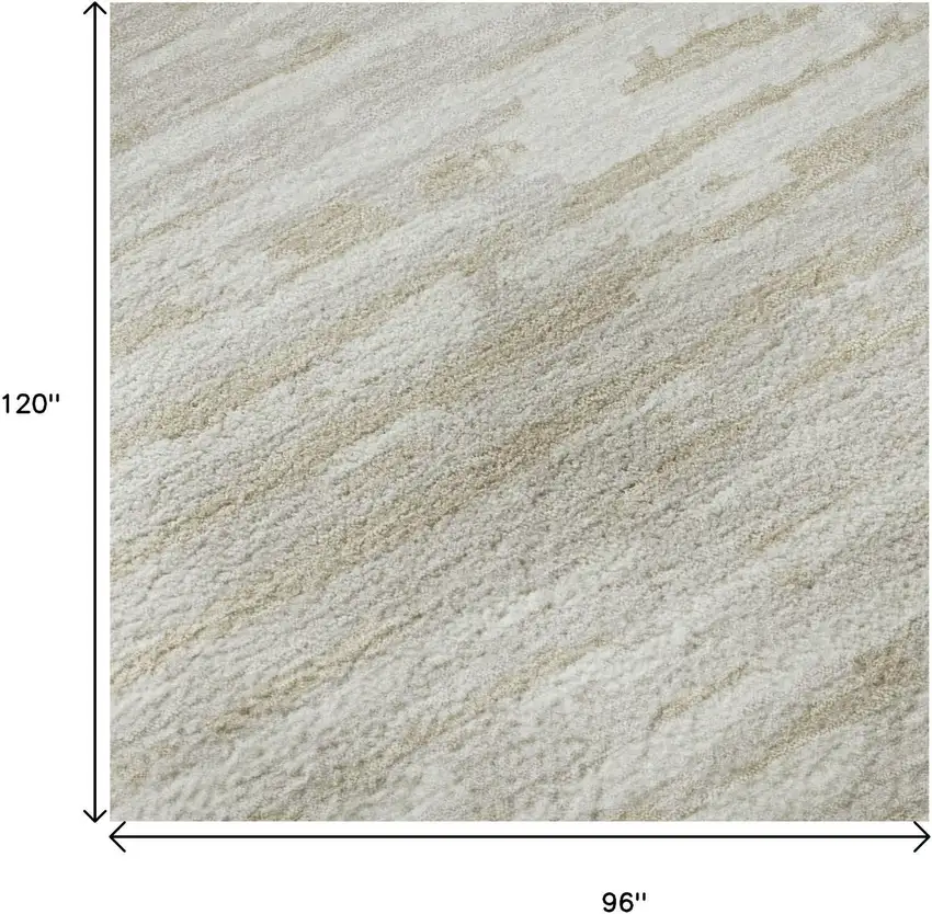 Ivory And Beige Striped Washable Area Rug With UV Protection Photo 9