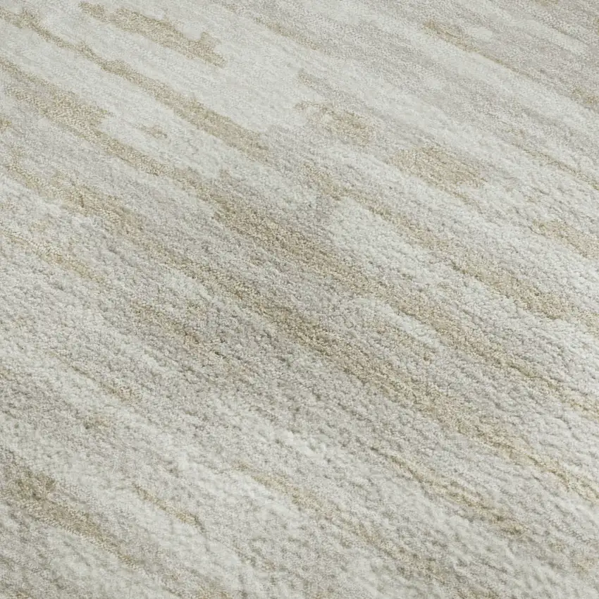 Ivory And Beige Striped Washable Area Rug With UV Protection Photo 3