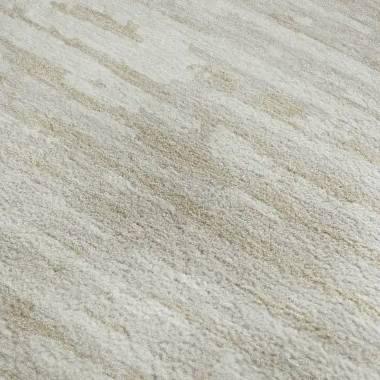 Ivory And Beige Striped Washable Area Rug With UV Protection Photo 3