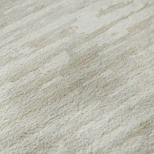 Photo of Ivory And Beige Striped Washable Area Rug With UV Protection