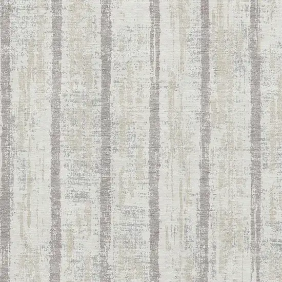 Ivory And Beige Striped Washable Area Rug With UV Protection Photo 4