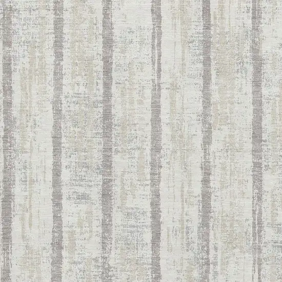 Ivory And Beige Striped Washable Area Rug With UV Protection Photo 3