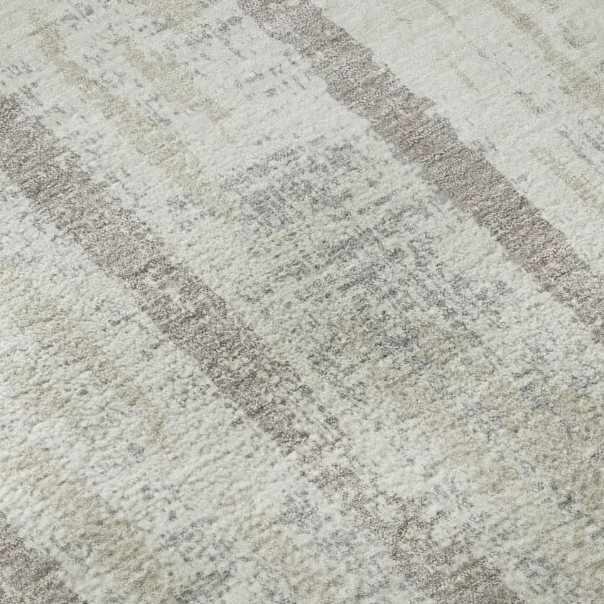 Ivory And Beige Striped Washable Area Rug With UV Protection Photo 7