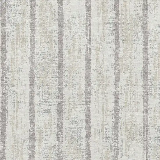 Ivory And Beige Striped Washable Area Rug With UV Protection Photo 3