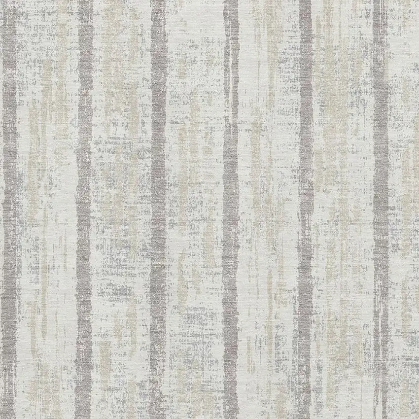 Ivory And Beige Striped Washable Area Rug With UV Protection Photo 3