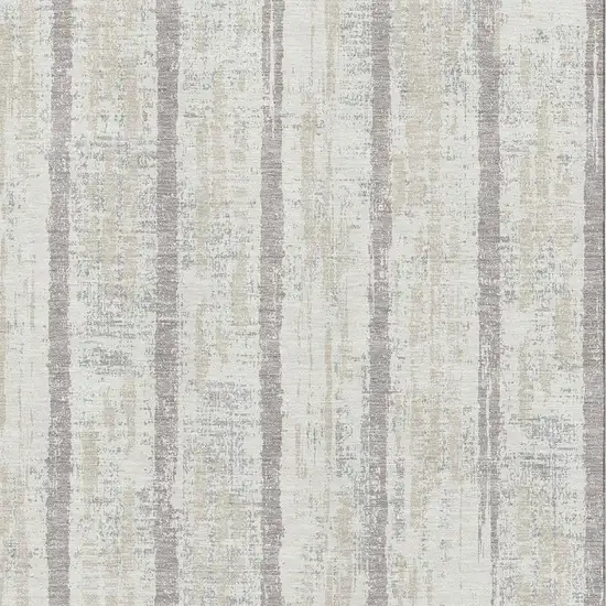 Ivory And Beige Striped Washable Area Rug With UV Protection Photo 8
