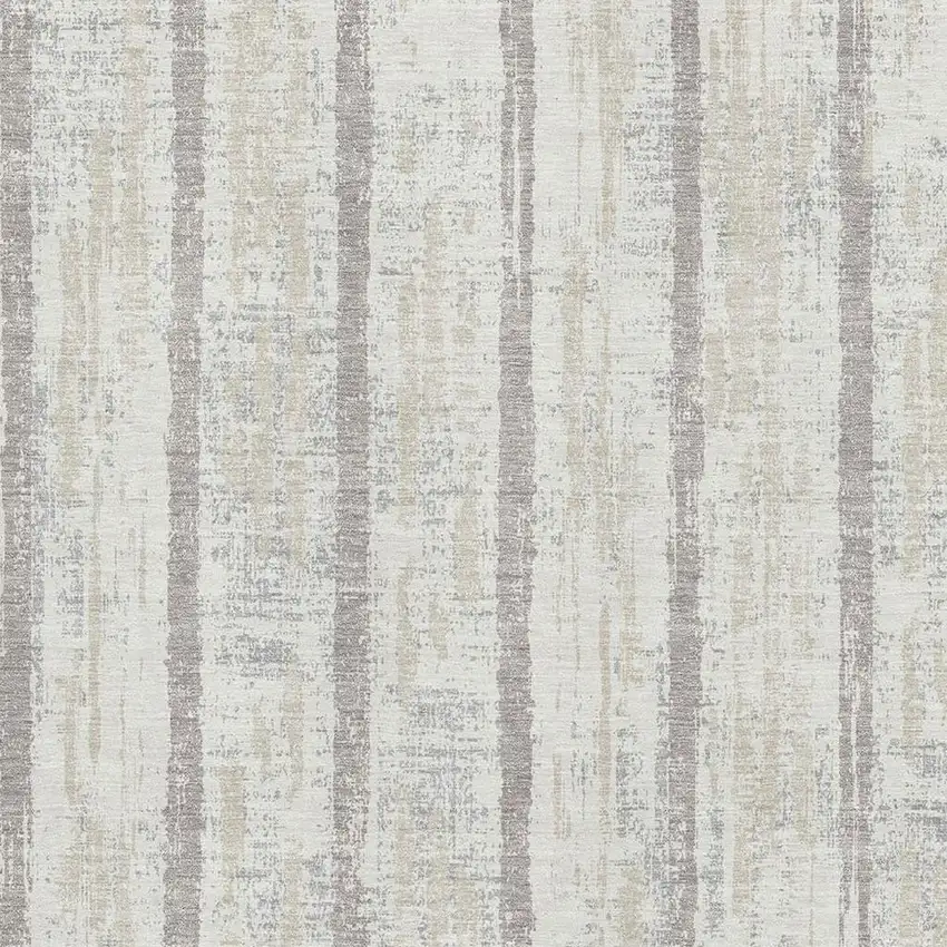 Ivory And Beige Striped Washable Area Rug With UV Protection Photo 3