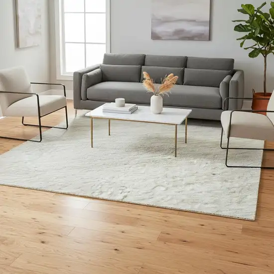 Ivory And Beige Striped Washable Area Rug With UV Protection Photo 2