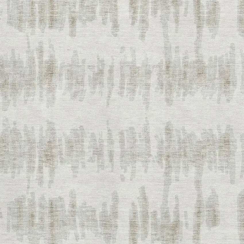 Ivory And Beige Striped Washable Area Rug With UV Protection Photo 3