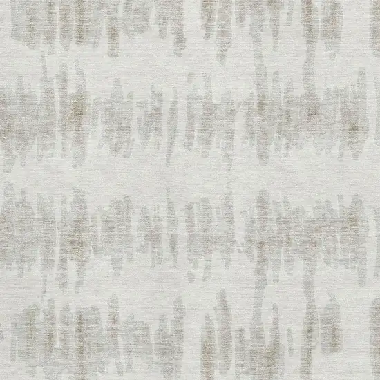 Ivory And Beige Striped Washable Area Rug With UV Protection Photo 3