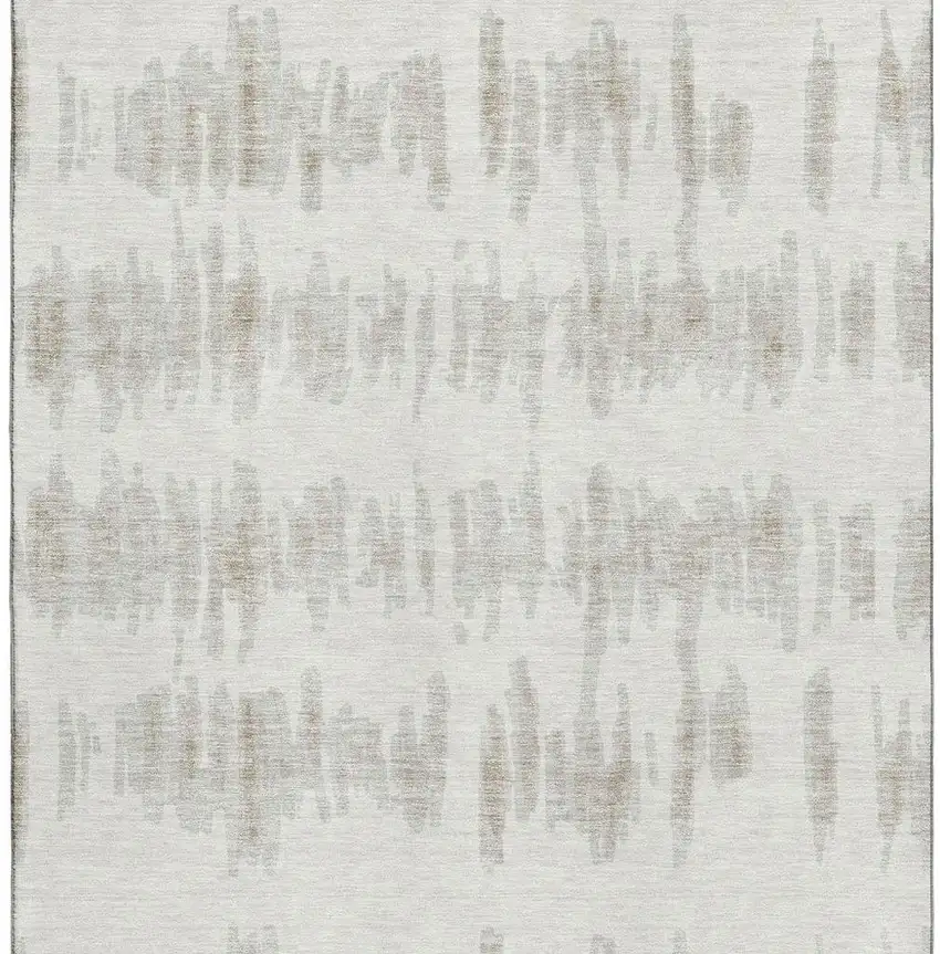 Ivory And Beige Striped Washable Area Rug With UV Protection Photo 4