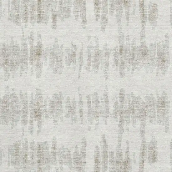 Ivory And Beige Striped Washable Area Rug With UV Protection Photo 3