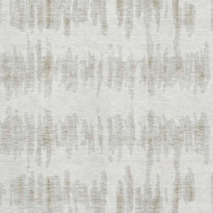 Ivory And Beige Striped Washable Area Rug With UV Protection Photo 3