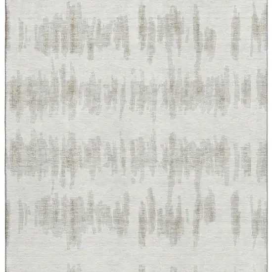 Ivory And Beige Striped Washable Area Rug With UV Protection Photo 4