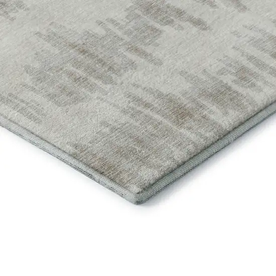 Ivory And Beige Striped Washable Area Rug With UV Protection Photo 8