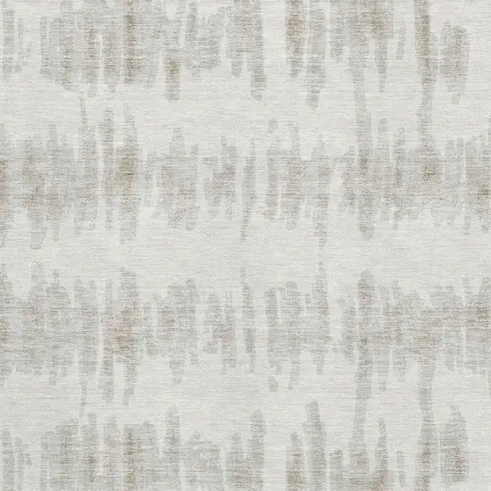 Ivory And Beige Striped Washable Area Rug With UV Protection Photo 3